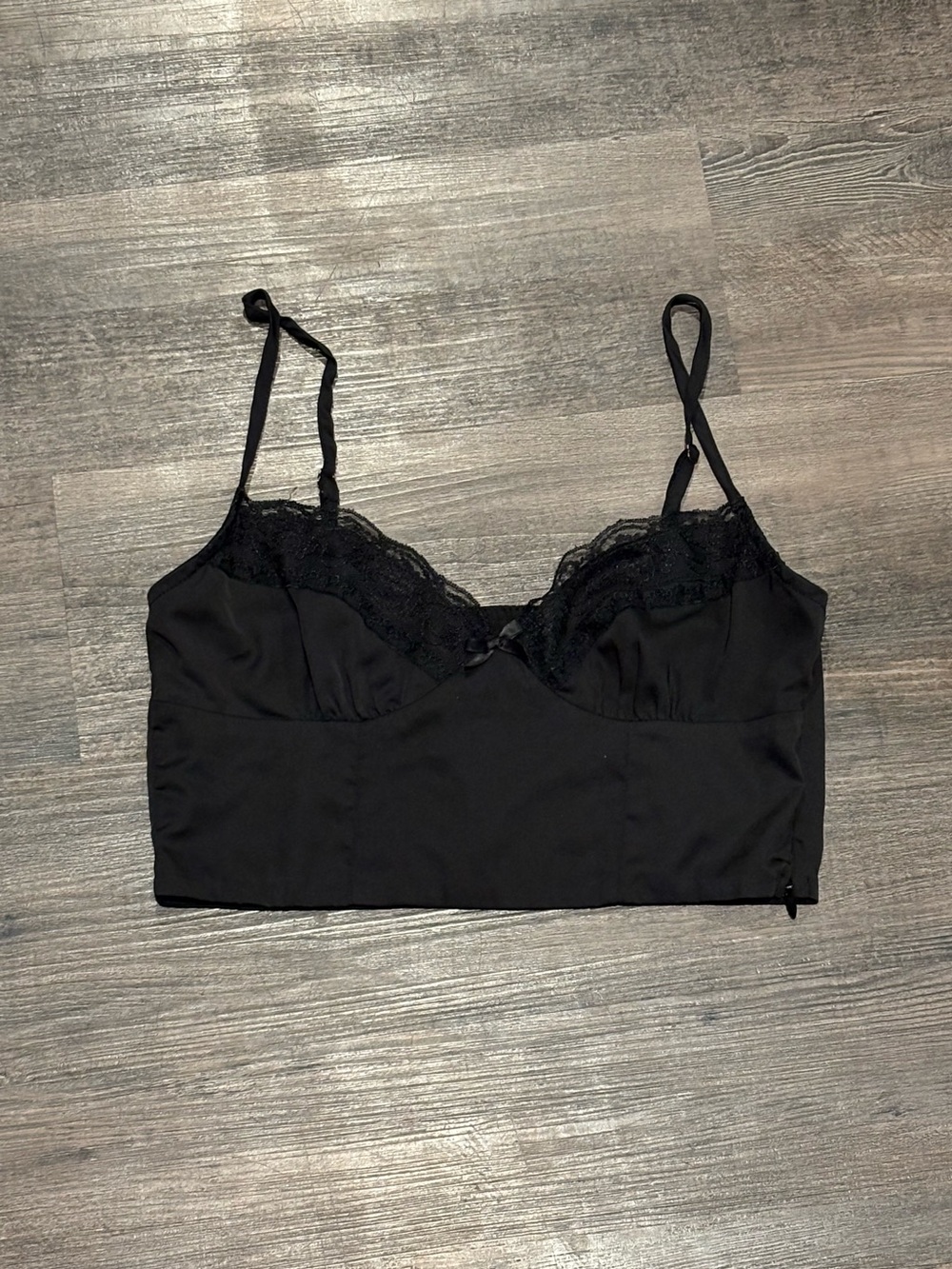Princess Polly Black Lace-Trim Crop Top